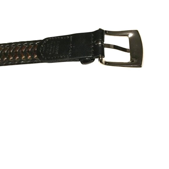 Unknown Brand Men's Genuine Leather Woven Belt EB0069 Sz 38 Black Brushed Nickel - Picture 6 of 9